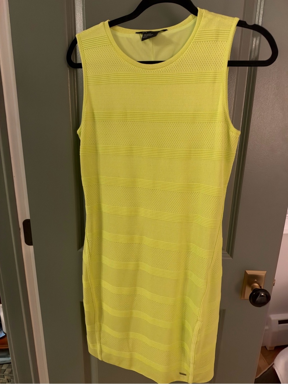 Armani Exchange Neon Yellow Sleeveless Midi Dress